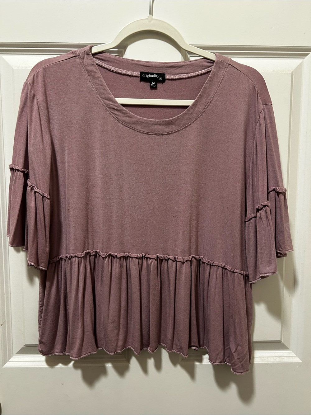 Originality Pink Mauve Ruffle-Trim Peplum Tunic